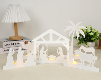 3D Printable Nativity Scene Kit Files, LED Candle Holder STL File, Christmas Decoration File, Festive Home Decor, Digital Download