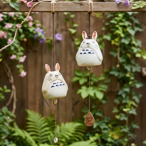 Personlig Totoro vindklocka, minnesgåva för vindklocka, graverad katthund, förlust, sympatigåva, handgjord Totoro-heminredning, utomhusträdgårdsdekor