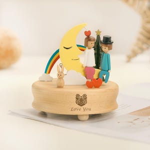 Birthday Gift Custom Couple Music Box Engraving Personalized  Wooden Music Box Anniversary Gifts for Boyfriend Girlfriend Her,Birthday Gift