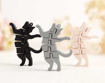 3D Printed Flexible Cat Keychain, Cute Funny Cat Bag Decor, Articulated Cat Keychain Gift for Her, Perfect for Pet Lovers