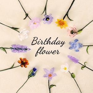 誕生日プレゼント ガラスの誕生花 ガラスの花 - パーソナライズされたアートワーク、テーブルのセンターピース、記念日、結婚式の装飾、新築祝いのプレゼント