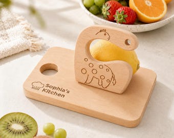 Toddler Gift,Kids Cooking Set, Custom Chef Board, Kitchen Toy, Kids Wooden Knife, Fruit Cutter Kids, Children's Utensils, Toddler Toys