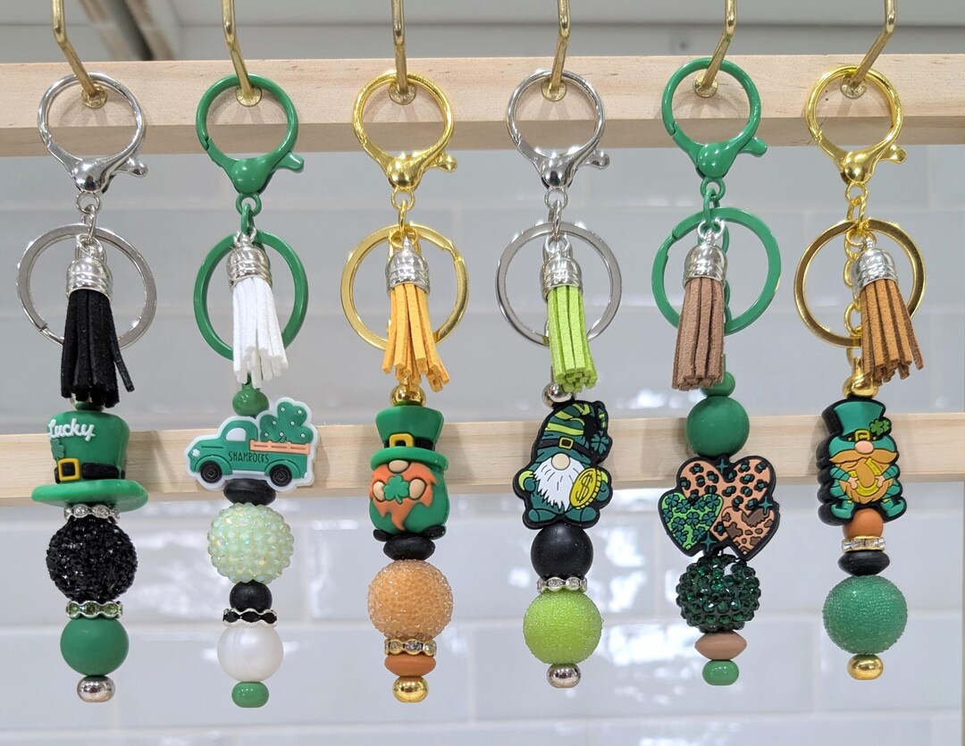 Sirish Keychains Luck of the Irish Beaded Keychains | Bag Charm, St. Patrick's Day - Etsy