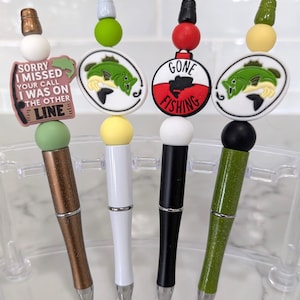 Fishing Themed Beaded Pens: Outdoorsman Gift with Free Refill