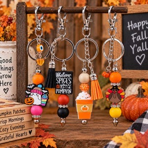 Fall Beaded Keychain, Charms & Tassels, Purse Charm