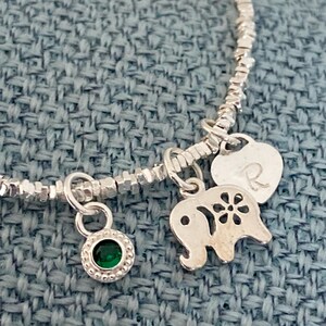 Bonita y elegante pulsera de plata de ley 925 con inicial personalizada y piedra de nacimiento para dama de honor, hermana, madre, hija, abuela, amiga, regalo.
