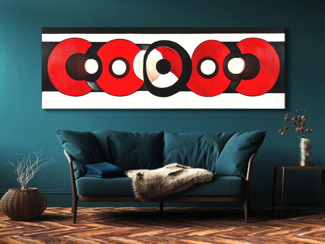Bold Abstract Red and Black Geometric Art – Modern Minimalist Wall Art ...