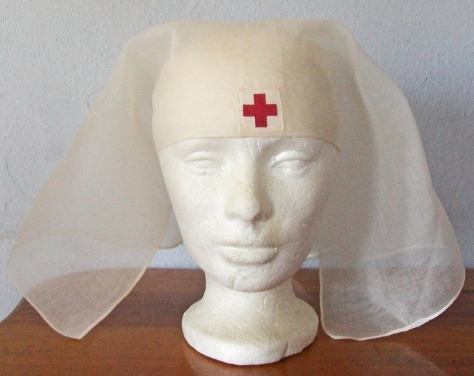 World War I Vintage Red Cross Nurse's Cap scarf Head Wear - Etsy