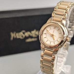 Vintage YSL Yves Saint Laurent 5930-F91482 Gold Women Watch 21mm w/box