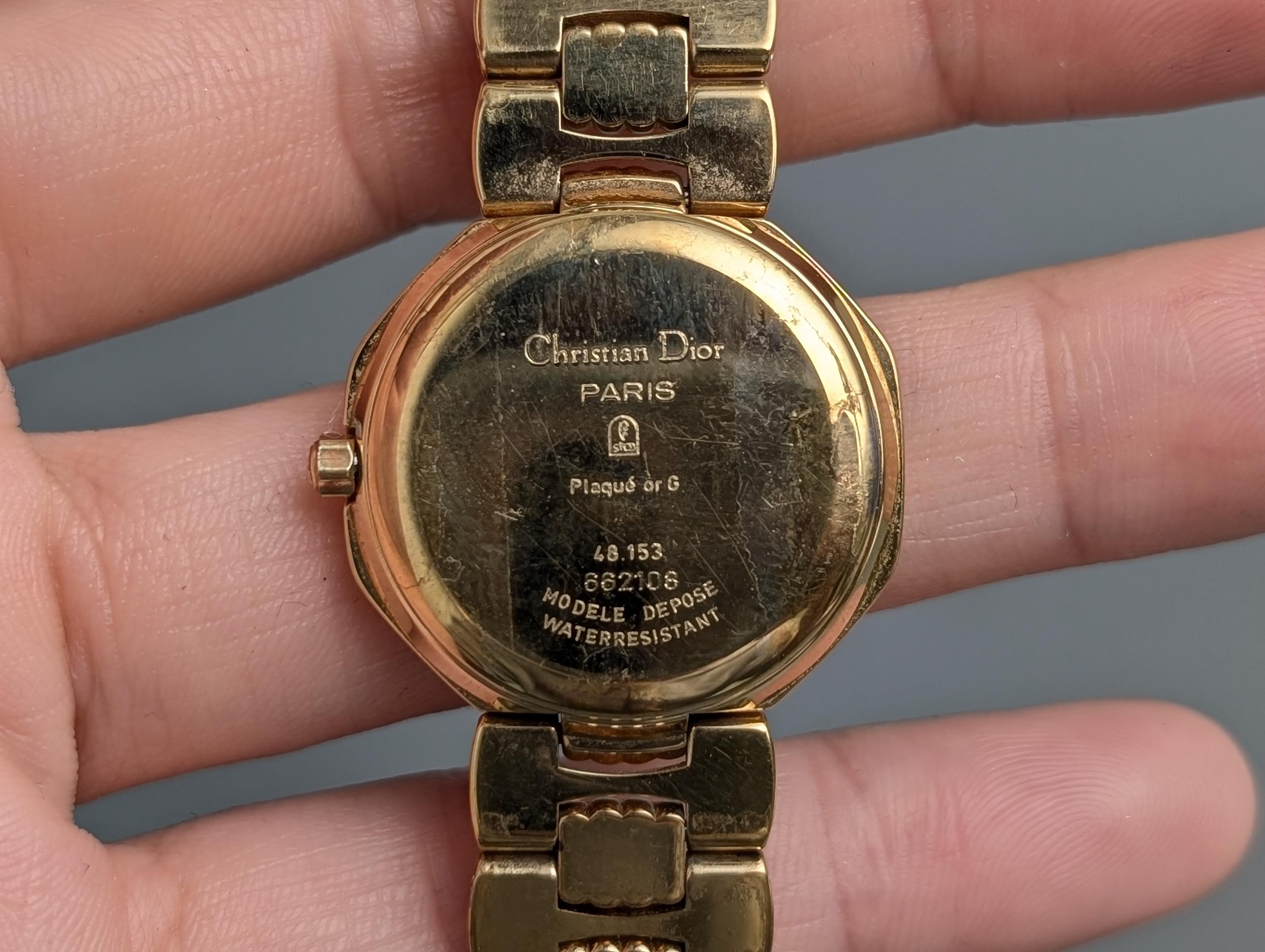 Dior Octagon 48.153 Watch SS Quartz Gold Christian Dior Swing Octagon Watch Date D48-203 Stainless  main image 4
