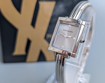 ヴィンテージ YSL イヴ・サンローラン シルバー ラウンド レディース