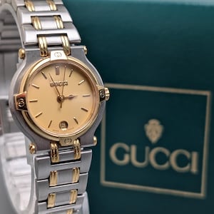 Gucci 9000L Gold Plated Two-tone Women Watch Quartz Vintage  display picture 2