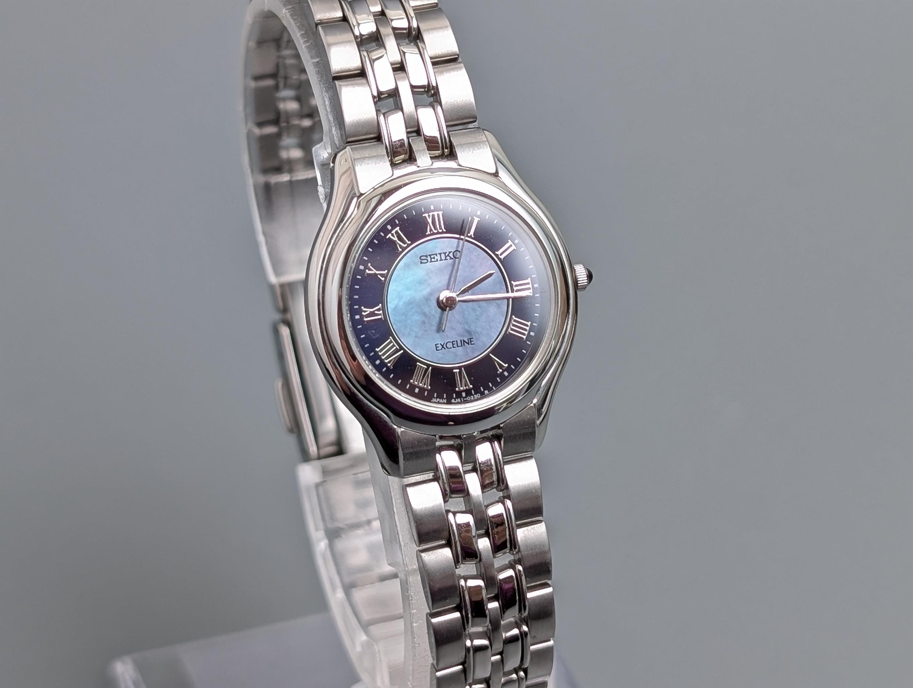 SEIKO Exceline／ヴィンテージ⭐︎ブレスウォッチ⭐︎ダイヤ SEIKO - SEIKO Exceline ブレスレットウォッチ ダイア2P シェル文字盤