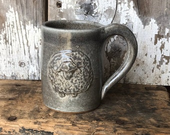 Handmade Sheep Pottery Mug - 13 oz.  / Wheel thrown