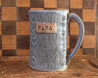 Handmade Pottery Papa Toolbox Mug -  Father’s Day Gift -18 oz Mug  Ready to Ship