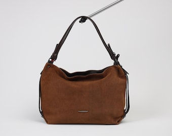 Brown Suede Real Leather Bag - 4011 Modern and Stylish , Multi-Purpose , Hand-Made Bag