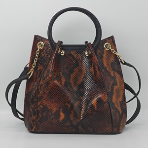 Leopard-echtes Leder-Damentasche 40248, mit Schultergurt, mit mehreren Fächern, echte Ledertasche, Geschenk für sie, Tasche und Geldbörsen, Leder