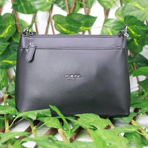Black Colour Leather Bag - 40312 , With Shoulder Strap , Women Handbags , Real Leather Bag , Shoulder Bag , Gift, Zippered Closure Bag