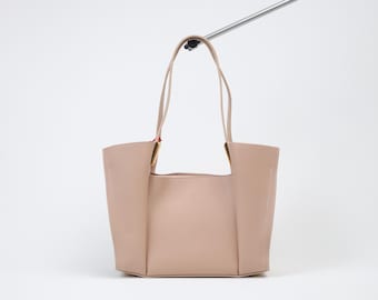 Rose Gold Genuine Leather Bag - 40388 , Modern and Trendy , Multi-Compartment Bag , Fashionable and Casual Bag