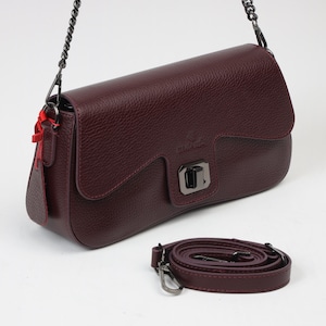 Tasche Bordeaux Farbe Kette Stil Ledertasche Damentasche Elegante Tasche Umhängetasche Burgund Geldbörse Borse Donna Burgundy Leder Geldbörse Tasche 40387