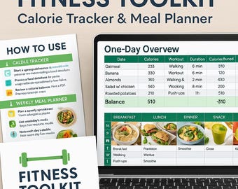 Fitness Coach Toolkit | Calorie Macro Tracker Excel Meal Planner, Grocery List, Workout Log, Dashboard & Progress Tracker Digital Download
