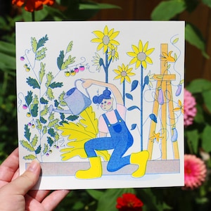 Gardener 3-Color Risograph Print