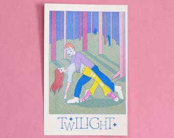 Twilight Edward & Bella Risograph Print | Vampire Romance Wall Art