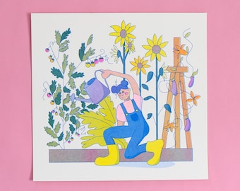 Gardener Risograph Print