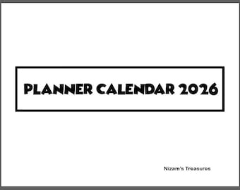 Printable 2026 Planner Calendar  Minimalist Monthly Layout  Instant Digital Download