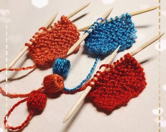 Miniature Knitting Project, Dollhouse Knitting Needles, Yarn Skeins, 3pc