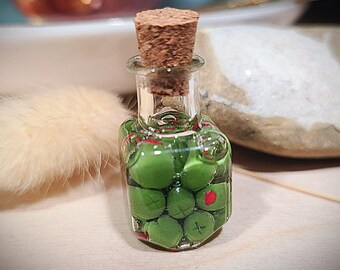 Miniature Olive Jar, Miniature Olives, Mini Dollhouse Food, Mini Corked Jars, Mini Pantry Spices, Dollhouse Olive Jar, Miniature Clear jars