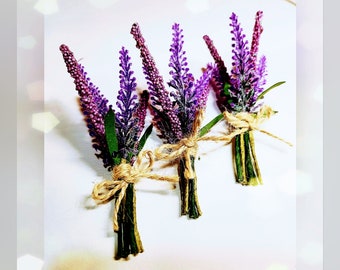 Dollhouse Miniature Lavender Bouquet, Purple Hues, 4 Inch bouquet
