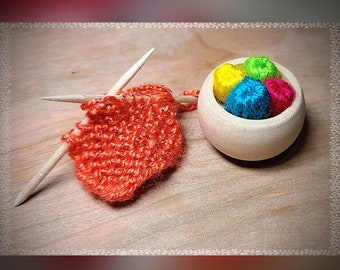 Miniature Knitting Basket, Yarn Skeins, Dollhouse Knitting Project 1:12
