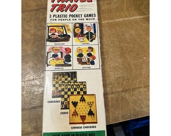 Vintage Travel Trio 3 Plastic Pocket Games #1399 B.C.C. of Hong Kong