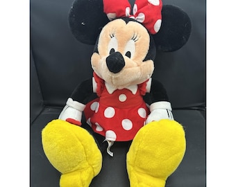 Disney Minnie Mouse in Red Polka Dot Dress Stuffed Animal Plush 15.5"
