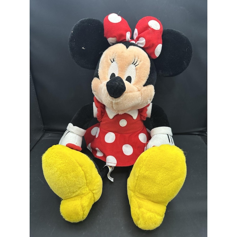 Disney Minnie Mouse in Red Polka Dot Dress Stuffed Animal Plush 15.5" image 1