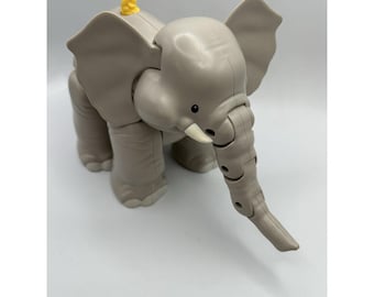 Fisher Price Little People Elephant Toy Safari Zoo Segmented Trunk Rope Tail