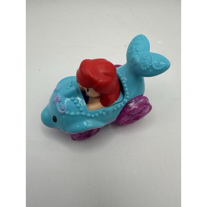 Little People Disney Princess Wheelie Ariel Dolphin Car Toy 2013 Ages 1-4 image 4