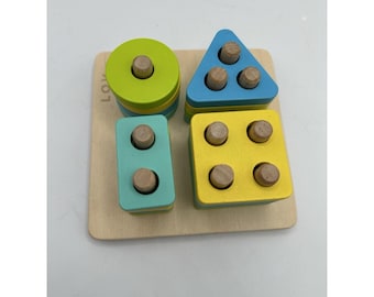 Lovevery Wooden Sort n Stack Peg Puzzle The Enthusiast Kit 28-30 Mos. Complete