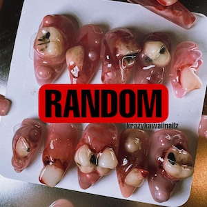 Rotten Bloody Teeth Nails Random|Blood nails|Teeth nails|Gothic Nails|alternative nails|crazy nails|dark kawaii nails|Interesting nails|