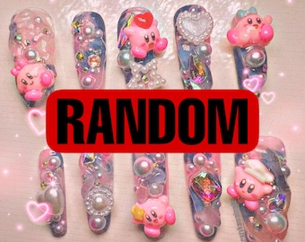 Harajuku Kawaii-inspired Junk Nails|Junk nails|kawaii nails|harajuku nails|Pastel nails|Press on nails|Random Nails|Cute nails|Charm nails