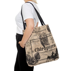Dark Academia Bat Tote Bag, Bats, Goth Tote, Reusable Tote, Apothecary, Notes, Craft Bag, Everyday Tote, Trick or Treat Bag