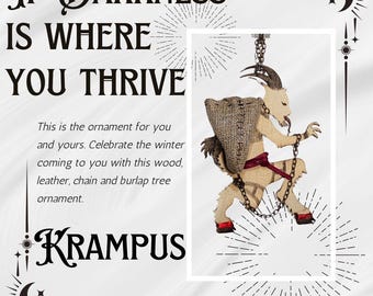 Krampus Ornament, Wood Krampus Ornament, Holiday Ornament, Dark Holidays Ornament, Goth Christmas, Goth Home Décor, Spooky Decor Gift