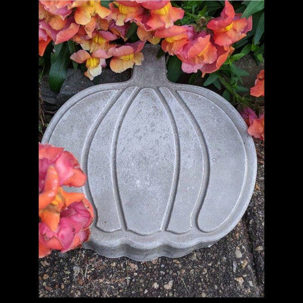 Stepping Stone, Concrete Pumpkin Stepping Stone, Garden Stone Pumpkin, Seed Marker, Gardener Gift, Concrete Art