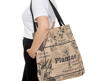 draagtas Dark Academia Plant, draagtas plantae, draagtas gothic, draagtas giftige planten, draagtas giftige bloemen, herbruikbare draagtas, apotheker, draagtas voor dagelijks gebruik