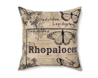 Dark Academia Butterfly Pillow, Goth Butterfly Pillow, Dark Academia Pillow, Butterflies for Halloween, Fall Décor, Decorative Pillow