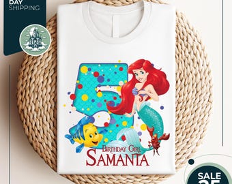 Custom Little Mermaid Birthday Shirt | Ariel Birthday Shirt | Disney Princess Shirt | Disney Princess Group Shirs | Family Matching Shirt