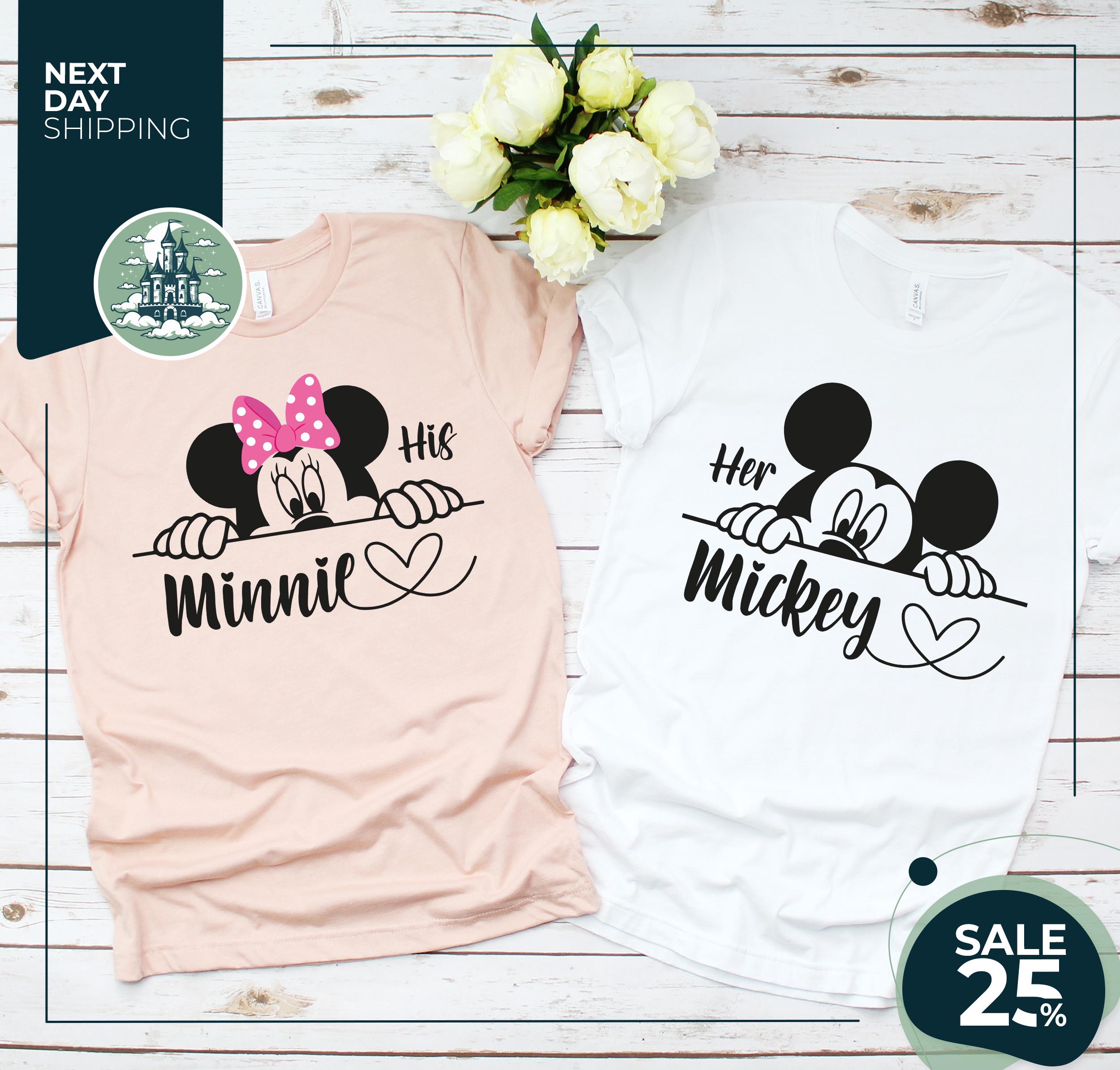 Her Mickey His Minnie Christmas Gift | Lovely Tees Shirt | Matching Love Couples T shirts