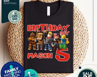 Custom Roblox Shirt | Family Birthday Shirts | Birthday Tshirt | Bday Family Tee | Video Game Matching Birthday| Birthday Robots Shirt