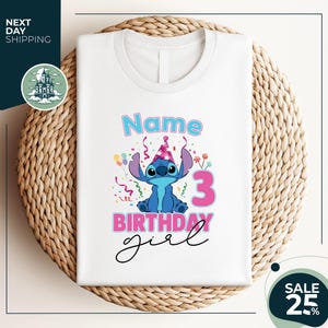 Personalized Birthday Shirt | Custom Disney Stitch Birthday Shirt | Birthday Girl Shirt | Birthday Family Shirts
